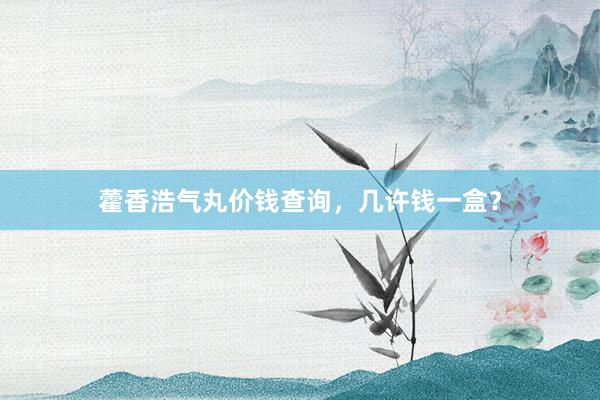 藿香浩气丸价钱查询，几许钱一盒？